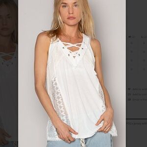 Women's White Lace Trim Tank Top